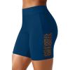 image:image57 Swim Shorts Women  High Waisted Swimsuit Shorts Tummy Control Bathing Suit Lace Bottom with LinerPeacock Blue