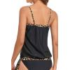image:imageHolipick Strapless Tankini Tops for Women Swimwear Top ONLY Bandeau Bathing Suit Blouson Swimsuit No BottomBlack With Leopard