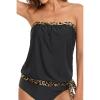 image:imageHolipick Strapless Tankini Tops for Women Swimwear Top ONLY Bandeau Bathing Suit Blouson Swimsuit No BottomBlack With Leopard