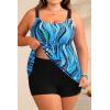 image:imageHolipick Plus Size 2 Piece Swimsuit  Women Tankini Bathing Suits Flowy Swim Top with Boy ShortsBlue Ripples