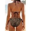 image:imageHolipick Two Piece Triangle Bikini Sets for Women String Bathing Suit Halter Top with Side Tie Bikini BottomBlack Lace