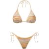 image:imageHolipick Two Piece Triangle Bikini Sets for Women String Bathing Suit Halter Top with Side Tie Bikini BottomStriped and Begie