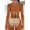 image:imageHolipick Two Piece Triangle Bikini Sets for Women String Bathing Suit Halter Top with Side Tie Bikini BottomStriped and Begie