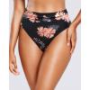 image:imageHolipick Women High Waisted Bikini Bottoms Tummy Control Swimsuit Bottom High Cut Bathing Suit Swim BottomBlack Orange Floral1