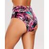 image:imageHolipick Women High Waisted Bikini Bottoms Tummy Control Swimsuit Bottom High Cut Bathing Suit Swim BottomBlack Red Leaves1