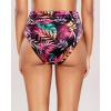 image:imageHolipick Women High Waisted Bikini Bottoms Tummy Control Swimsuit Bottom High Cut Bathing Suit Swim BottomBlack Red Leaves1