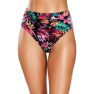 image:imageHolipick Women High Waisted Bikini Bottoms Tummy Control Swimsuit Bottom High Cut Bathing Suit Swim BottomBlack Red Leaves1