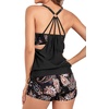 image:imageHolipick Blouson Tankini Swimsuits for Women  Two Piece Tummy Control Bathing Suit with Shorts Modest SwimwearBlack Paisley
