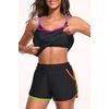 image:imageHolipick Blouson Tankini Swimsuits for Women  Two Piece Tummy Control Bathing Suit with Shorts Modest SwimwearColorful Black With Pocket