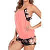 image:imageHolipick Blouson Tankini Swimsuits for Women  Two Piece Tummy Control Bathing Suit with Shorts Modest SwimwearCoral Pink Floral
