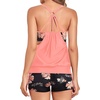image:imageHolipick Blouson Tankini Swimsuits for Women  Two Piece Tummy Control Bathing Suit with Shorts Modest SwimwearCoral Pink Floral
