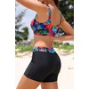 image:imageHolipick Long Sleeve Swimsuits for Women  3 Piece Rash Guard with Shorts Zipper SPF Swim Shirt with Built in BraColorful Leaf