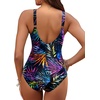 image:imageHolipick Women Tummy Control One Piece Swimsuit  Push Up Bathing Suit Full Coverage Slimming SwimwearBlack Colorful Leaves
