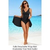 image:imageHolipick Women Tummy Control One Piece Swimsuit  Push Up Bathing Suit Full Coverage Slimming SwimwearBlack Swimsuit and Skirt