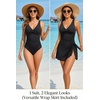 image:imageHolipick Women Tummy Control One Piece Swimsuit  Push Up Bathing Suit Full Coverage Slimming SwimwearBlack Swimsuit and Skirt