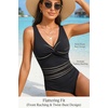 image:imageHolipick Women Tummy Control One Piece Swimsuit  Push Up Bathing Suit Full Coverage Slimming SwimwearBlack Swimsuit and Skirt