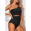 image:imageHolipick One Shoulder One Piece Swimsuit for Women Tummy Control Bathing Suits Modest Full Coverage Keyhole SwimwearCutout Black2