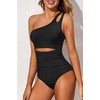 image:imageHolipick One Shoulder One Piece Swimsuit for Women Tummy Control Bathing Suits Modest Full Coverage Keyhole SwimwearCutout Black2