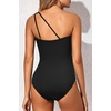 image:imageHolipick One Shoulder One Piece Swimsuit for Women Tummy Control Bathing Suits Modest Full Coverage Keyhole SwimwearCutout Black2