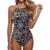 image:imageHolipick Women Tummy Control One Piece Swimsuit Modest Bathing Suit Full Coverage High Neck SwimwearColorful Paisley