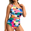 image:imageHolipick Women One Shoulder High Waisted Bikini Sets Two Piece Swimsuit Tummy Control Bathing Suit Full Coverage SwimwearColor Block
