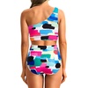 image:imageHolipick Women One Shoulder High Waisted Bikini Sets Two Piece Swimsuit Tummy Control Bathing Suit Full Coverage SwimwearColor Block