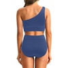 image:imageHolipick Women One Shoulder High Waisted Bikini Sets Two Piece Swimsuit Tummy Control Bathing Suit Full Coverage SwimwearGrayish Blue