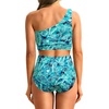image:imageHolipick Women One Shoulder High Waisted Bikini Sets Two Piece Swimsuit Tummy Control Bathing Suit Full Coverage SwimwearGreen Paisley