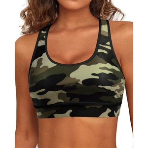image:imageHolipick Womens Sports Bra Bikini Tops Racerback Swim Top Scoop Neck Bathing Suits Top Modest Padded Crop Tops Swimsuit OnlyGreen Camo
