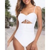 image:imageHolipick Women Tummy Control One Piece Swimsuits Strapless Bandeau Bathing Suits Ruched Slimming Swimwear